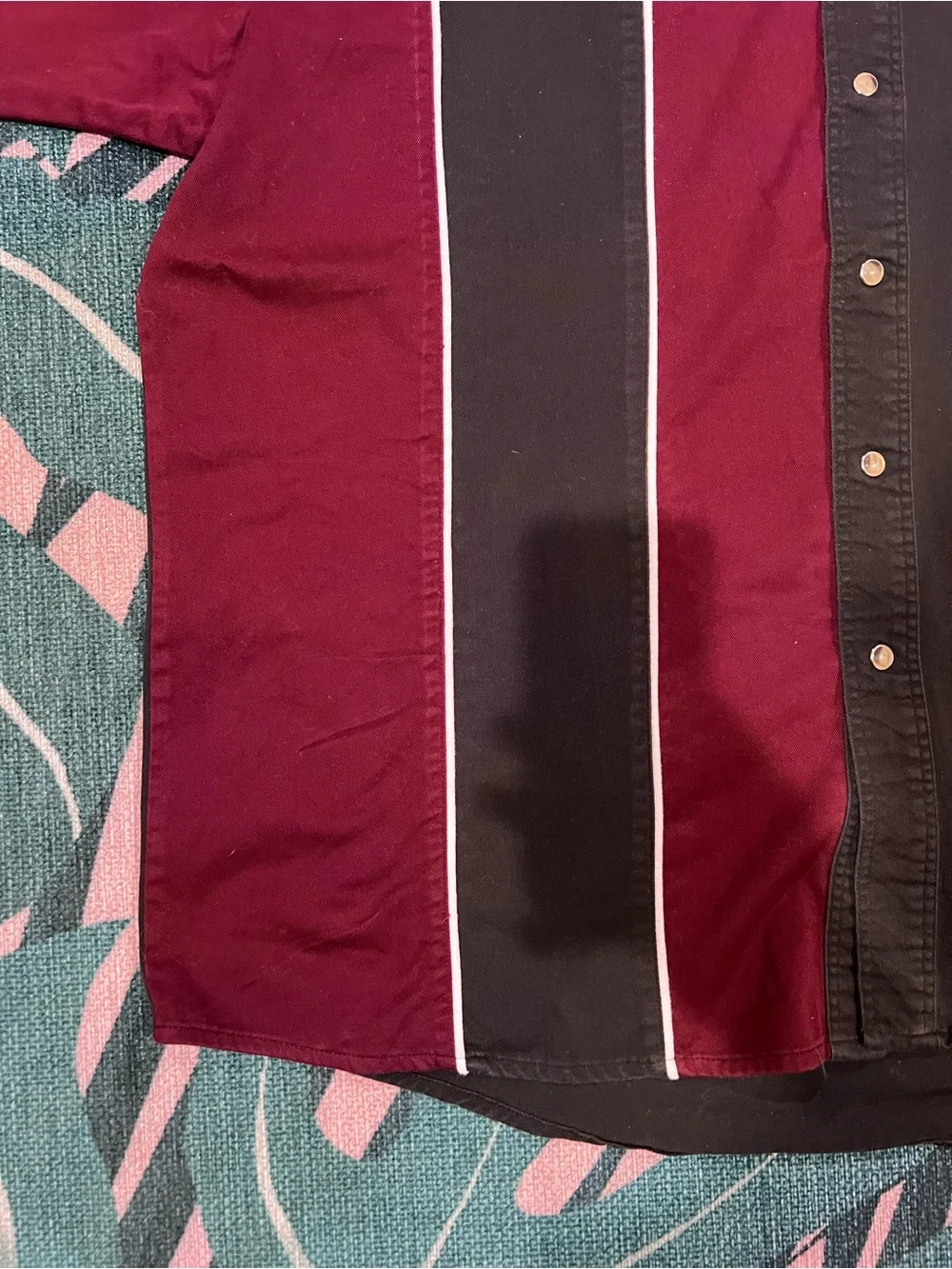 Vintage Wrangler Short Sleeve Pocketed Pearl Snap Color Block Shirt
